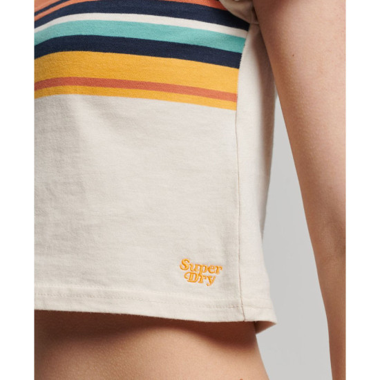 Superdry Γυναικεία κοντομάνικη μπλούζα Vintage Stripe Crop T-Shirt
